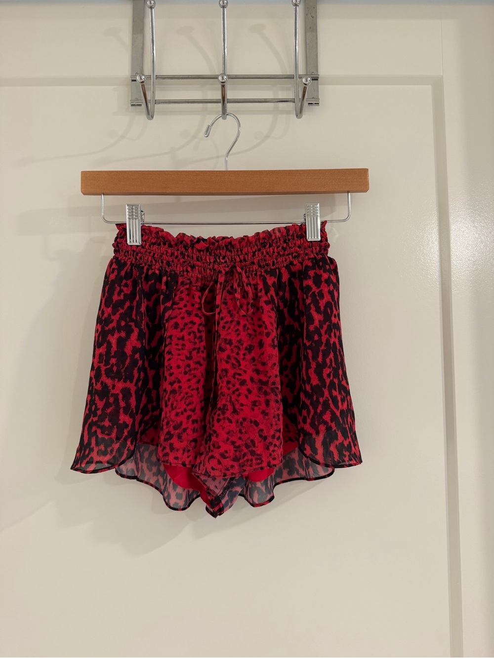 Blue Life Red and Black Leopard Print Flowy Shorts